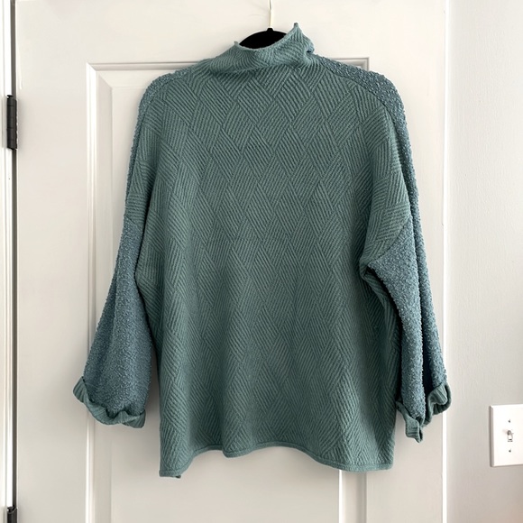 Umgee Double Textured Teal Sweater - Picture 2 of 3